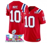Men's New England Patriots #10 Drake Maye Red 2025 F.U.S.E. Super Bowl LX Patch And 1-Star C Patch Vapor Limited Football Stitched Jersey