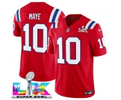 Men's New England Patriots #10 Drake Maye Red 2025 F.U.S.E. Super Bowl LX Patch Vapor Limited Football Stitched Jersey