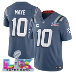 Men's New England Patriots #10 Drake Maye Storm Blue 2025 F.U.S.E. Super Bowl LX Patch And 1-Star C Patch “Rivalries” Vapor Limited Football Stitched Jerse