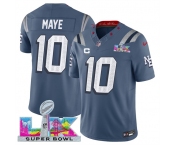 Men's New England Patriots #10 Drake Maye Storm Blue 2025 F.U.S.E. Super Bowl LX Patch And 1-Star C Patch “Rivalries” Vapor Limited Football Stitched Jerse