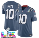 Men's New England Patriots #10 Drake Maye Storm Blue 2025 F.U.S.E. Super Bowl LX Patch “Rivalries” Vapor Limited Football Stitched Jersey