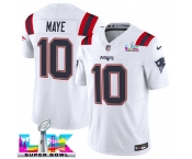 Men's New England Patriots #10 Drake Maye White 2025 F.U.S.E. Super Bowl LX Patch Vapor Limited Football Stitched Jersey