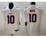Men's New England Patriots #10 Drake Maye White Fashion Vapor Untouchable Limited Stitched Football Jersey