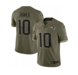 Men's New England Patriots #10 Mac Jones 2022 Olive Salute To Service Limited Stitched Jersey