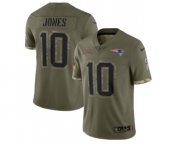 Men's New England Patriots #10 Mac Jones 2022 Olive Salute To Service Limited Stitched Jersey