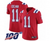 Men's New England Patriots #11 Julian Edelman Red Alternate Vapor Untouchable Limited Player 100th Season Football Jersey