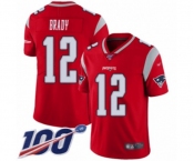 Men's New England Patriots #12 Tom Brady Limited Red Inverted Legend 100th Season Football Jersey
