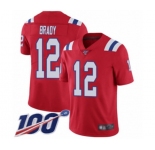 Men's New England Patriots #12 Tom Brady Red Alternate Vapor Untouchable Limited Player 100th Season Football Jersey
