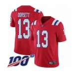 Men's New England Patriots #13 Phillip Dorsett Red Alternate Vapor Untouchable Limited Player 100th Season Football Jersey