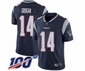 Men's New England Patriots #14 Steve Grogan Navy Blue Team Color Vapor Untouchable Limited Player 100th Season Football Jersey