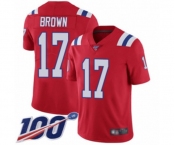 Men's New England Patriots #17 Antonio Brown Red Alternate Vapor Untouchable Limited Player 100th Season Football Jersey