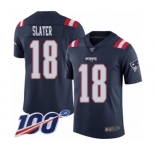 Men's New England Patriots #18 Matthew Slater Limited Navy Blue Rush Vapor Untouchable 100th Season Football Jersey