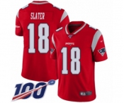 Men's New England Patriots #18 Matthew Slater Limited Red Inverted Legend 100th Season Football Jersey
