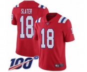 Men's New England Patriots #18 Matthew Slater Red Alternate Vapor Untouchable Limited Player 100th Season Football Jersey