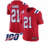 Men's New England Patriots #21 Duron Harmon Red Alternate Vapor Untouchable Limited Player 100th Season Football Jersey