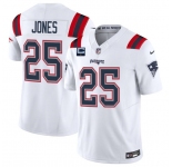 Men's New England Patriots #25 Marcus Jones White 2025 F.U.S.E. With 1-Star C Patch Vapor Limited Stitched Jersey