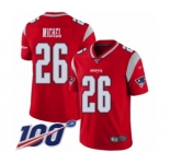 Men's New England Patriots #26 Sony Michel Limited Red Inverted Legend 100th Season Football Jersey