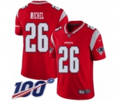 Men's New England Patriots #26 Sony Michel Limited Red Inverted Legend 100th Season Football Jersey