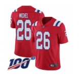 Men's New England Patriots #26 Sony Michel Red Alternate Vapor Untouchable Limited Player 100th Season Football Jersey