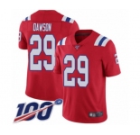 Men's New England Patriots #29 Duke Dawson Red Alternate Vapor Untouchable Limited Player 100th Season Football Jersey