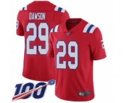 Men's New England Patriots #29 Duke Dawson Red Alternate Vapor Untouchable Limited Player 100th Season Football Jersey