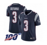 Men's New England Patriots #3 Stephen Gostkowski Navy Blue Team Color Vapor Untouchable Limited Player 100th Season Football Jersey