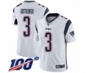 Men's New England Patriots #3 Stephen Gostkowski White Vapor Untouchable Limited Player 100th Season Football Jersey