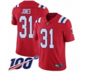 Men's New England Patriots #31 Jonathan Jones Red Alternate Vapor Untouchable Limited Player 100th Season Football Jersey
