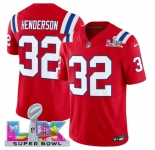 Men's New England Patriots #32 TreVeyon Henderson Red 2025 F.U.S.E. Super Bowl LX Patch Vapor Limited Football Stitched Jersey