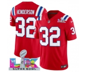 Men's New England Patriots #32 TreVeyon Henderson Red 2025 F.U.S.E. Super Bowl LX Patch Vapor Limited Football Stitched Jersey