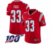 Men's New England Patriots #33 Kevin Faulk Limited Red Inverted Legend 100th Season Football Jersey