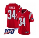 Men's New England Patriots #34 Rex Burkhead Limited Red Inverted Legend 100th Season Football Jersey