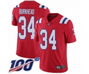 Men's New England Patriots #34 Rex Burkhead Red Alternate Vapor Untouchable Limited Player 100th Season Football Jersey