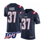 Men's New England Patriots #37 Damien Harris Limited Navy Blue Rush Vapor Untouchable 100th Season Football Jersey