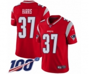 Men's New England Patriots #37 Damien Harris Limited Red Inverted Legend 100th Season Football Jersey
