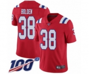 Men's New England Patriots #38 Brandon Bolden Red Alternate Vapor Untouchable Limited Player 100th Season Football Jersey