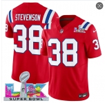 Men's New England Patriots #38 Rhamondre Stevenson Red 2025 F.U.S.E. Super Bowl LX Patch Vapor Limited Football Stitched Jersey