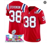 Men's New England Patriots #38 Rhamondre Stevenson Red 2025 F.U.S.E. Super Bowl LX Patch Vapor Limited Football Stitched Jersey