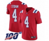 Men's New England Patriots #4 Jarrett Stidham Red Alternate Vapor Untouchable Limited Player 100th Season Football Jersey