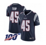 Men's New England Patriots #45 Donald Trump Navy Blue Team Color Vapor Untouchable Limited Player 100th Season Football Jersey