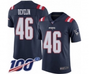 Men's New England Patriots #46 James Develin Limited Navy Blue Rush Vapor Untouchable 100th Season Football Jersey