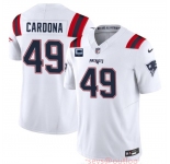 Men's New England Patriots #49 Joe Cardona White F.U.S.E. With 1-Star C Patch Vapor Limited Stitched Football Jersey
