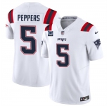 Men's New England Patriots #5 Jabrill Peppers White F.U.S.E. With 3-Star C Patch Vapor Limited Stitched Football Jersey