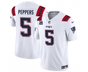 Men's New England Patriots #5 Jabrill Peppers White F.U.S.E. With 3-Star C Patch Vapor Limited Stitched Football Jersey