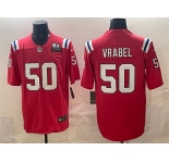 Men's New England Patriots #50 Mike Vrabel Red With 6x Super Bowl Champions Patch Vapor Limited Football Stitched Jersey