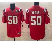 Men's New England Patriots #50 Mike Vrabel Red With 6x Super Bowl Champions Patch Vapor Limited Football Stitched Jersey