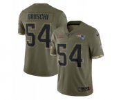 Men's New England Patriots #54 Tedy Bruschi 2022 Olive Salute To Service Limited Stitched Jersey