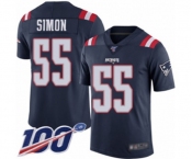 Men's New England Patriots #55 John Simon Limited Navy Blue Rush Vapor Untouchable 100th Season Football Jersey