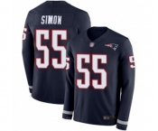 Men's New England Patriots #55 John Simon Limited Navy Blue Therma Long Sleeve Football Jersey