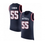 Men's New England Patriots #55 John Simon Navy Blue Rush Player Name & Number Tank Top Football Jersey